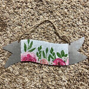 NEW Handcrafted & Handmade Rose & Tin Wall Decor – One-of-a-Kind Gift!